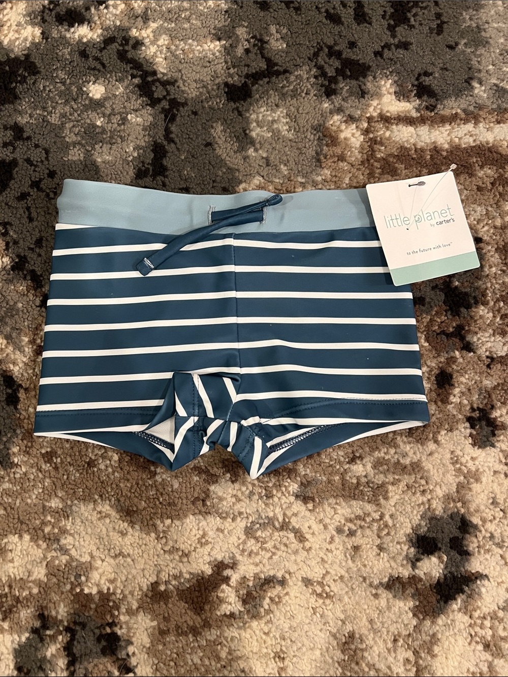 Carter's Blue and White Striped Swim Shorts